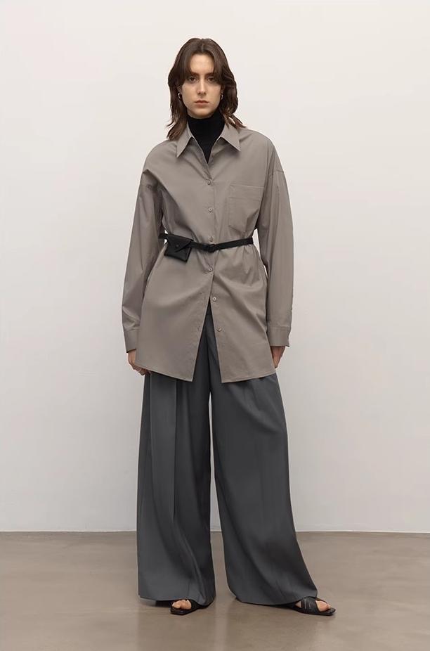 "Heart's Desire" high-end high-density nylon cotton drapes stylish all-match silhouette shirt