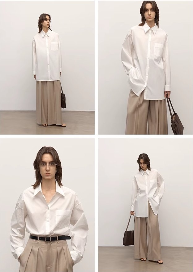 "Heart's Desire" high-end high-density nylon cotton drapes stylish all-match silhouette shirt