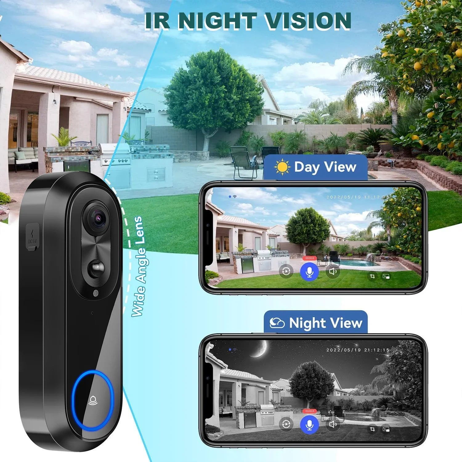 NNEOBA WiFi Video Doorbell Smart Camera (1080P)