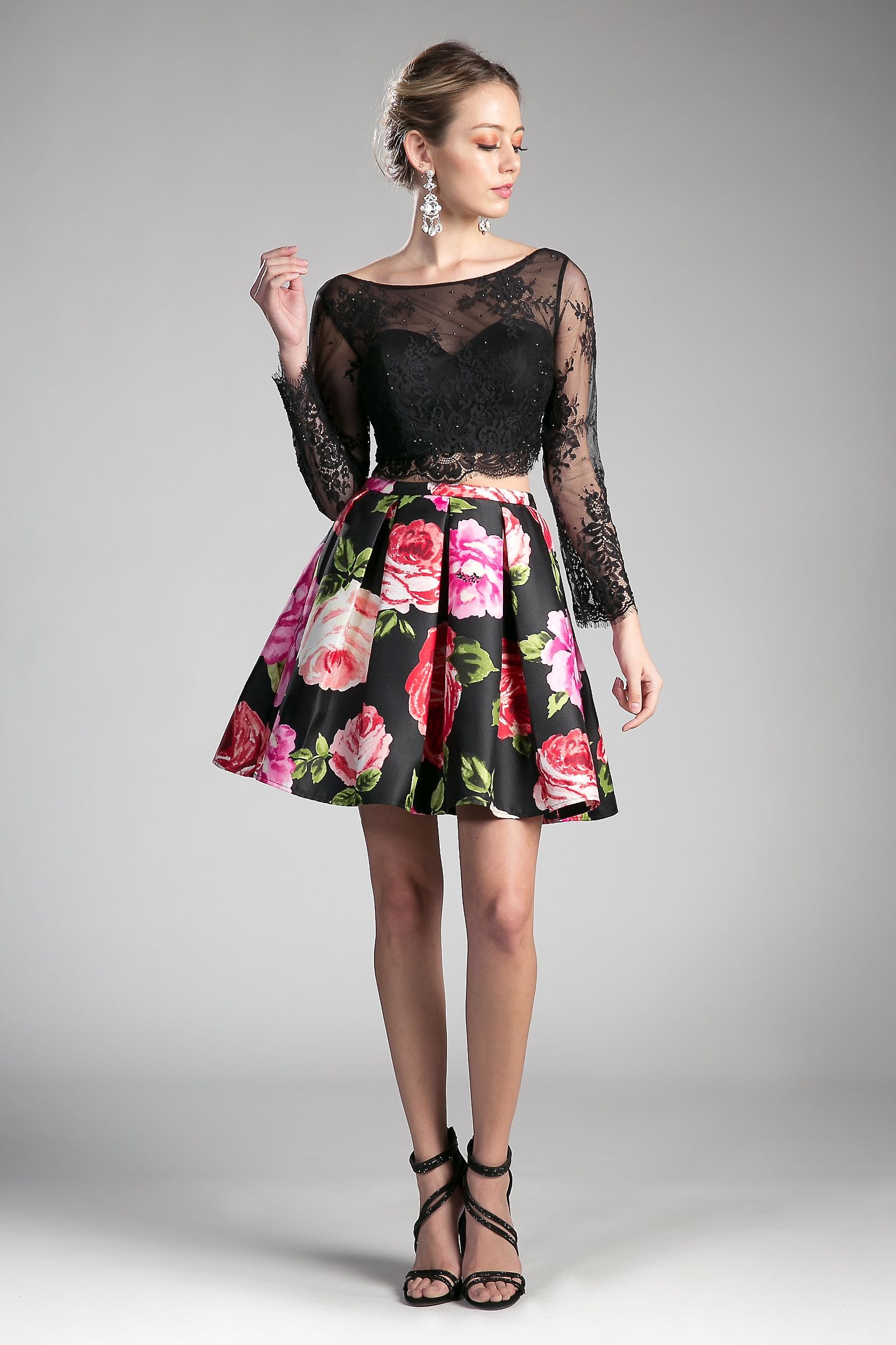 Beaded long sleeve lace crop top. TOP ONLY-3