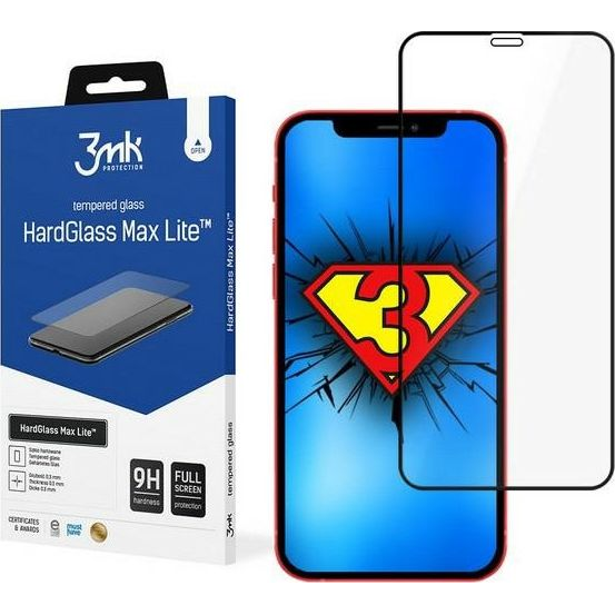 3mk HardGlass Max Lite edzett üvegfólia 9H Fekete Apple iPhone 12 Mini (111459)