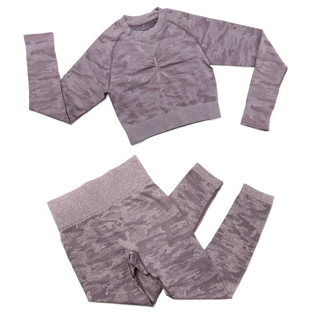 3Pcs Yoga Set Sport Suits Gym Wear Seamless Sportswear Workout Leggings Sports Bra Long Sleeves Crop Tops Fitness Clothing-9